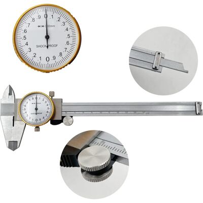 JUSCH Calibradores De Cuadrante De 0-150 Mm, 0,02 Mm, Calibre Vernier De Acero Inoxidable De Alta Precisión, Herramienta De Medición Métrica A Prueba De Golpes. JUSCH Calibradores De Cuadrante De 0-150 Mm, 0,02 Mm, Calibre Vernier De Acero Inoxidable De Alta Precisión, Herramienta De Medición Métrica A Prueba De Golpes.
