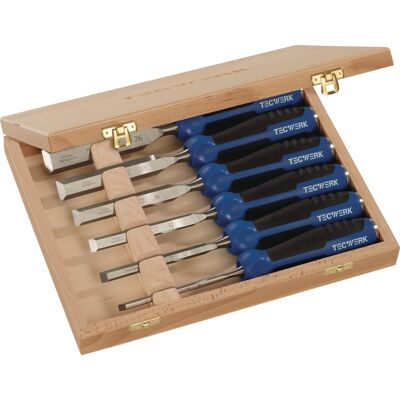 NORDWEST HANDEL AG Juego De Cinceles 6,10,12,16,20,26mm Con Mango Bimaterial.6 Piezas.estuche De Madera Tecwerk NORDWEST HANDEL AG Juego De Cinceles 6,10,12,16,20,26mm Con Mango Bimaterial.6 Piezas.estuche De Madera Tecwerk