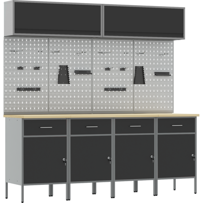vidaXL Gabinete de Taller Industrial 8 Piezas - Negro vidaXL Gabinete de Taller Industrial 8 Piezas - Negro