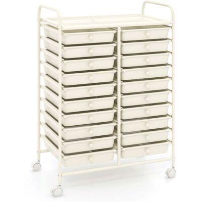HELLOSHOP26 Carro Rodante De 20 Cajones 63 X 37 X 87 Cm Almacenamiento Móvil Práctico Moderno De Acero Blanco 200019421 HELLOSHOP26 Carro Rodante De 20 Cajones 63 X 37 X 87 Cm Almacenamiento Móvil Práctico Moderno De Acero Blanco 200019421