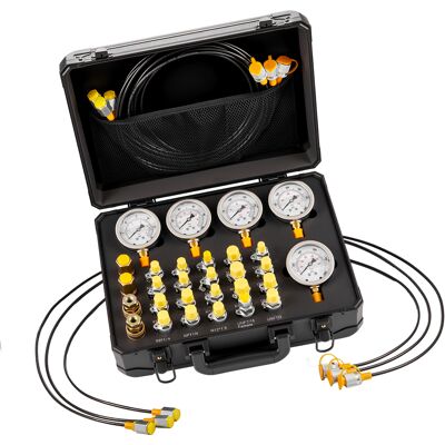 Mophorn Kit De Medición De Presión Hidráulica, De 10/60/160/400/600 Bar, Incluye 5 Manómetros, 20 Conectores, 4 Acoplamientos Rápidos Y 3 Mangueras Para Excavadoras Y Equipos De Construcción Mophorn Kit De Medición De Presión Hidráulica, De 10/60/160/400/600 Bar, Incluye 5 Manómetros, 20 Conectores, 4 Acoplamientos Rápidos Y 3 Mangueras Para Excavadoras Y Equipos De Construcción