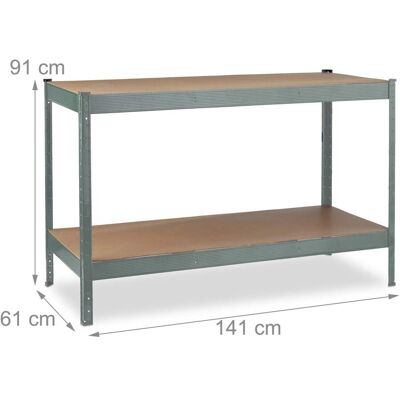 HELLOSHOP26 Banco De Trabajo Taller Garaje 120 X 60 X 90 Cm Ajustable 2 Niveles Almacenamiento Práctico De Acero Gris 130013459 HELLOSHOP26 Banco De Trabajo Taller Garaje 120 X 60 X 90 Cm Ajustable 2 Niveles Almacenamiento Práctico De Acero Gris 130013459