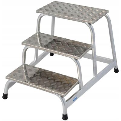 Escalera de aluminio KRAUSE 3 peldaños plateada - Escaleras Escalera de aluminio KRAUSE 3 peldaños plateada - Escaleras