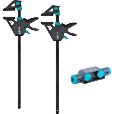 Wolfcraft - Juego De 2 Sargentos Monomanuales Xl Pro Max 450 Mm Y Conector Wolfcraft - Juego De 2 Sargentos Monomanuales Xl Pro Max 450 Mm Y Conector