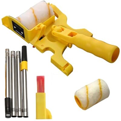 SIENTICE Kit De Rodillo De Pintura De Borde De Techo, Herramienta De Pared Multipropósito Con Manija De Extensión, 2 Rodillos, Para Pintura Doméstica Eficiente SIENTICE Kit De Rodillo De Pintura De Borde De Techo, Herramienta De Pared Multipropósito Con Manija De Extensión, 2 Rodillos, Para Pintura Doméstica Eficiente