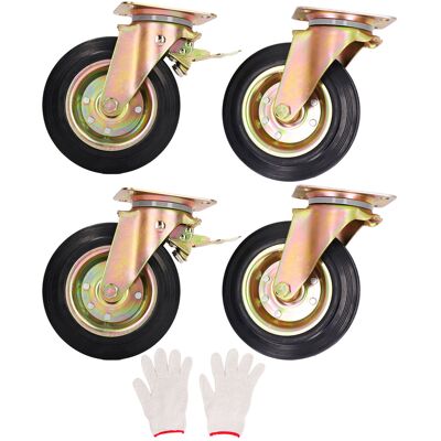 INEASICER Juego De Ruedas De Transporte Resistentes, 4 Piezas De Ruedas Industriales De 8 Pulgadas, Ruedas Giratorias Con Freno, Ruedas Giratorias De 360°, Para Banco De Trabajo, Fábrica, Tranvía, Paleta, Rueda INEASICER Juego De Ruedas De Transporte Resistentes, 4 Piezas De Ruedas Industriales De 8 Pulgadas, Ruedas Giratorias Con Freno, Ruedas Giratorias De 360°, Para Banco De Trabajo, Fábrica, Tranvía, Paleta, Rueda