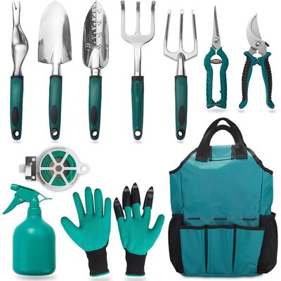 SIENTICE Kit De Herramientas Manuales De Aleación De Aluminio De 11 Piezas, Juego De Herramientas De Jardinería De Alta Resistencia Con Mango Ergonómico. SIENTICE Kit De Herramientas Manuales De Aleación De Aluminio De 11 Piezas, Juego De Herramientas De Jardinería De Alta Resistencia Con Mango Ergonómico.