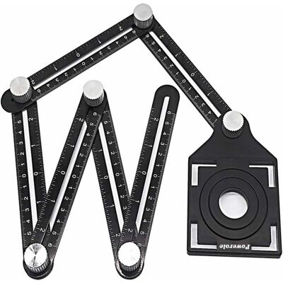 Ahlsen - Regla De Medición De Múltiples Ángulos Herramienta De Plantilla De Aleación De Aluminio De Seis Lados Herramienta De Medición De Múltiples Ángulos Con Perforadora Guía De Taladro Para Baldosas Ahlsen - Regla De Medición De Múltiples Ángulos Herramienta De Plantilla De Aleación De Aluminio De Seis Lados Herramienta De Medición De Múltiples Ángulos Con Perforadora Guía De Taladro Para Baldosas