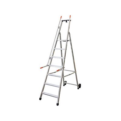 Escalera móvil de aluminio Kaiserkraft 7 peldaños - Almacén y estanterías Escalera móvil de aluminio Kaiserkraft 7 peldaños - Almacén y estanterías