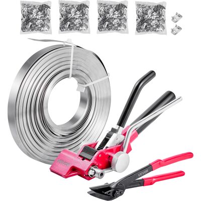 Vevor Juego De Flejes Manuales Banda Acero 19 Mm X 122 M, Kit De Herramientas De Flejado Con Tensor, Cortador, 400 Sellos Metálicos Para Logística Embalaje De Pales Empaquetado Transporte Carga Pesada Vevor Juego De Flejes Manuales Banda Acero 19 Mm X 122 M, Kit De Herramientas De Flejado Con Tensor, Cortador, 400 Sellos Metálicos Para Logística Embalaje De Pales Empaquetado Transporte Carga Pesada