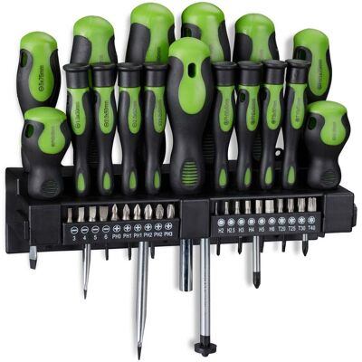 HELLOSHOP26 Juego De Destornilladores Xxl De 37 Piezas Con Soporte De Pared Almacenamiento Práctico Herramientas De Acero Negro 130008385 HELLOSHOP26 Juego De Destornilladores Xxl De 37 Piezas Con Soporte De Pared Almacenamiento Práctico Herramientas De Acero Negro 130008385
