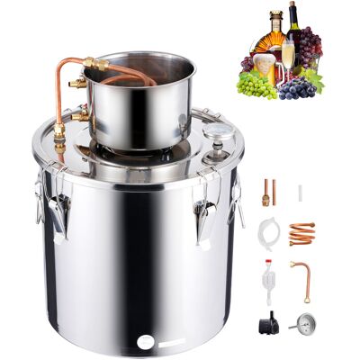 Mophorn - Destilador De Alcohol De Acero Inoxidable De 30 L/8 Galones Con Serpentín De Cobre. Kit De Fermentación Y Refinación Para Elaboración Casera De Cerveza Con Termómetro Y Bomba Para Vino Mophorn - Destilador De Alcohol De Acero Inoxidable De 30 L/8 Galones Con Serpentín De Cobre. Kit De Fermentación Y Refinación Para Elaboración Casera De Cerveza Con Termómetro Y Bomba Para Vino