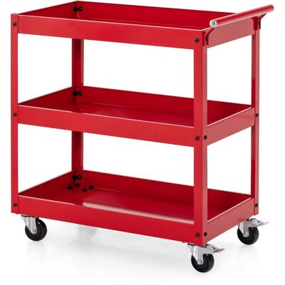 HELLOSHOP26 Carro De Servicio De 3 Niveles 77,5 X 38 X 79 Cm Versátil Con Asa Ergonómica Y Ruedas De Metal Y Pu Rojas 200017652 HELLOSHOP26 Carro De Servicio De 3 Niveles 77,5 X 38 X 79 Cm Versátil Con Asa Ergonómica Y Ruedas De Metal Y Pu Rojas 200017652