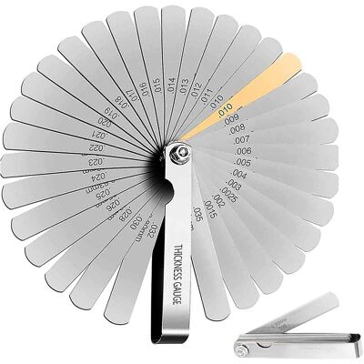 Dpzo - Calibre De Espesores De Acero De 32 Hojas - Calibre De Espesores De Acero Inoxidable, Herramienta De Medición Métrica E Imperial De Doble Marcado, Para Medir Anchos Y Espesores De Holgura Dpzo - Calibre De Espesores De Acero De 32 Hojas - Calibre De Espesores De Acero Inoxidable, Herramienta De Medición Métrica E Imperial De Doble Marcado, Para Medir Anchos Y Espesores De Holgura