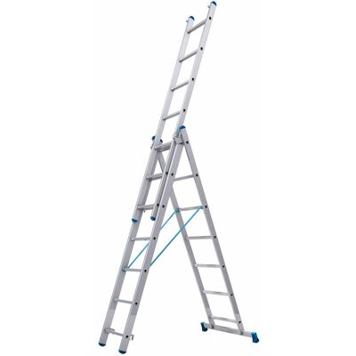 Tubesca Comabi - Escalera de aluminio - 3 secciones, 7+7+7 peldaños - Acceso max 5.13m Tubesca Comabi - Escalera de aluminio - 3 secciones, 7+7+7 peldaños - Acceso max 5.13m