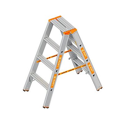 Escalera de tijera Layher - 2x4 peldaños planos - Altura de trabajo 2500mm Escalera de tijera Layher - 2x4 peldaños planos - Altura de trabajo 2500mm