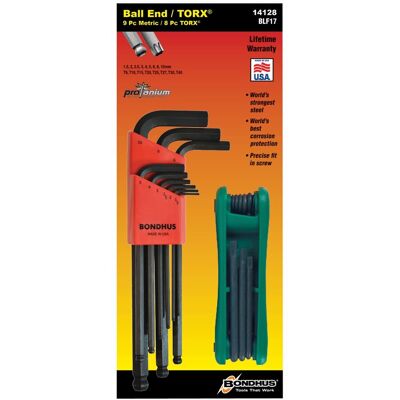 Juego De 9 Llaves Punta-bola 1.5-10mm Y Navaja Torx T9-t40 Bondhus 14128 Juego De 9 Llaves Punta-bola 1.5-10mm Y Navaja Torx T9-t40 Bondhus 14128