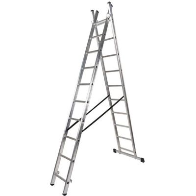 Wolfpack - Escalera Aluminio 2 Tramos 10+10 Peldaños. Plegable, Antideslizante, Resistente Wolfpack - Escalera Aluminio 2 Tramos 10+10 Peldaños. Plegable, Antideslizante, Resistente