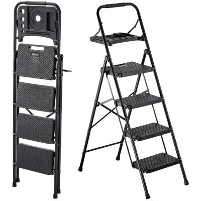 OEM Escalera Plegable De 4 Peldaños, Escalera De Tijera Con Estructura De Acero, Capacidad De Carga Máx. 272 Kg, Pies Antideslizantes Bandeja De Herramientas Asa De Goma, Para Hogar Cocina Oficina OEM Escalera Plegable De 4 Peldaños, Escalera De Tijera Con Estructura De Acero, Capacidad De Carga Máx. 272 Kg, Pies Antideslizantes Bandeja De Herramientas Asa De Goma, Para Hogar Cocina Oficina