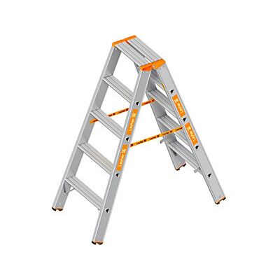 Escalera de tijera Layher - 2 x 5 - Aluminio, Plegable, 250kg Capacidad Escalera de tijera Layher - 2 x 5 - Aluminio, Plegable, 250kg Capacidad
