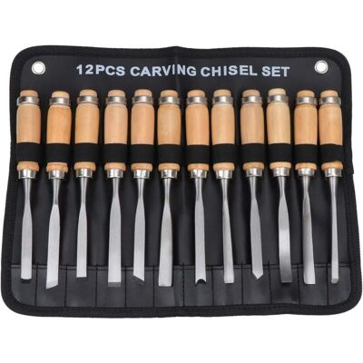 Juego De Cinceles Manuales Para Tallar Madera 12 En 1, Herramienta De Gubias Para Carpintería... Debuns Juego De Cinceles Manuales Para Tallar Madera 12 En 1, Herramienta De Gubias Para Carpintería... Debuns