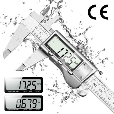 LLING Calibrador Digital, Calibre Vernier Ip54 De Acero Inoxidable, Calibre De 150 Mm, Herramientas De Medición Con Pantalla Lcd Grande Y Batería De Repuesto, Micrómetro Con Precisión De 0,01 Mm Para Uso Do LLING Calibrador Digital, Calibre Vernier Ip54 De Acero Inoxidable, Calibre De 150 Mm, Herramientas De Medición Con Pantalla Lcd Grande Y Batería De Repuesto, Micrómetro Con Precisión De 0,01 Mm Para Uso Do