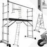 TECTAKE Escalera de aluminio multiusos - escalera telescópica con ruedas, escalera con andamio y bisagra de seguridad, escalera extensible para taller - 2