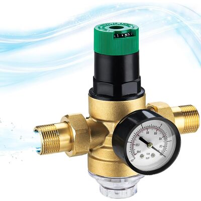 SJQKA Reductor De Presión De 3/4 De Pulgada, Reductor De Presión Con Manómetro De Agua Y Filtro De Malla, Calentador De Agua A Gas, Grifo De Riego De Jardín, Reductor De Presión SJQKA Reductor De Presión De 3/4 De Pulgada, Reductor De Presión Con Manómetro De Agua Y Filtro De Malla, Calentador De Agua A Gas, Grifo De Riego De Jardín, Reductor De Presión