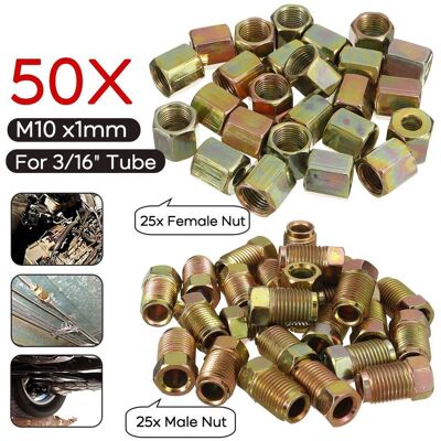LINGHHANG Hierro Galvanizado, 10 Mm X 1 Mm, Paquete De 50 Conectores De Freno, 25 Piezas Macho + 25 Piezas Hembra LINGHHANG Hierro Galvanizado, 10 Mm X 1 Mm, Paquete De 50 Conectores De Freno, 25 Piezas Macho + 25 Piezas Hembra