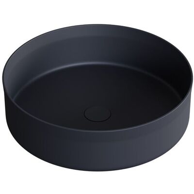 Bernstein - Lavabo De Pedestal Redondo De Acero Inoxidable Sobre Mueble Nt04 - Diámetro 40cm - Negro Mate Bernstein - Lavabo De Pedestal Redondo De Acero Inoxidable Sobre Mueble Nt04 - Diámetro 40cm - Negro Mate