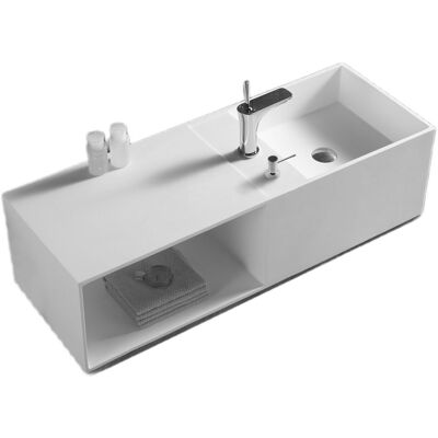 Lavabo Sobre Encimera O Suspendido Twg36 De Hierro Fundido Mineral Con Espacio De Almacenaje - Blanco - 110x40x30cm - Bernstein Lavabo Sobre Encimera O Suspendido Twg36 De Hierro Fundido Mineral Con Espacio De Almacenaje - Blanco - 110x40x30cm - Bernstein