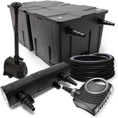 WILTEC Kit Filtro 60.000 L Supereco Bomba Tubo 24 W Clarificador Bomba Para Fuente Y Skimmer Jardin WILTEC Kit Filtro 60.000 L Supereco Bomba Tubo 24 W Clarificador Bomba Para Fuente Y Skimmer Jardin