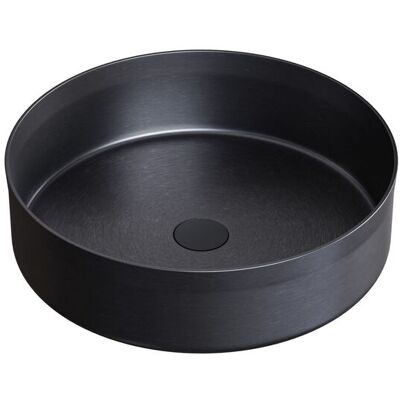 Bernstein - Lavabo De Pedestal Redondo En Acero Inoxidable Sobre Mueble De Baño Nt04 - Diámetro 40cm - Gun Metal Bernstein - Lavabo De Pedestal Redondo En Acero Inoxidable Sobre Mueble De Baño Nt04 - Diámetro 40cm - Gun Metal