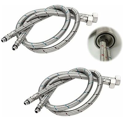 Tonchean - Conector De Grifo De Agua De 80 Cm De Largo, Manguera De Compresión, Tubo De Agua Flexible, G 3/8 Dn6, 2 Piezas (1 Par) Tonchean - Conector De Grifo De Agua De 80 Cm De Largo, Manguera De Compresión, Tubo De Agua Flexible, G 3/8 Dn6, 2 Piezas (1 Par)