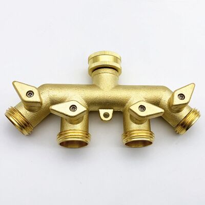 Ahlsen - Divisor De Manguera (4 Vías), Adaptador De Manguera De Jardín De Latón, Adaptador Divisor De Cuatro Vías, Conector De Grifo De Válvula De Bola Ahlsen - Divisor De Manguera (4 Vías), Adaptador De Manguera De Jardín De Latón, Adaptador Divisor De Cuatro Vías, Conector De Grifo De Válvula De Bola