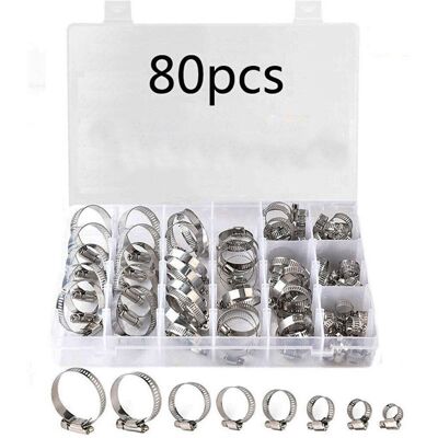 Ahlsen - 80 Uds Abrazadera De Manguera De Acero Inoxidable Abrazadera De Manguera De Cuello Conector De Tubería De Agua Conjunto De Abrazadera De Manguera De Un Solo Oído Americano Ahlsen - 80 Uds Abrazadera De Manguera De Acero Inoxidable Abrazadera De Manguera De Cuello Conector De Tubería De Agua Conjunto De Abrazadera De Manguera De Un Solo Oído Americano