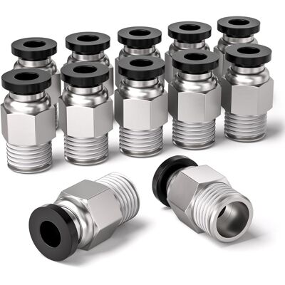 WUIPEO 12 Adaptadores De Línea De Aire De Conexión Directa A Presión Con Rosca Macho Bsp De 8 Mm De Diámetro Exterior Y 1/4" De Pulgada. WUIPEO 12 Adaptadores De Línea De Aire De Conexión Directa A Presión Con Rosca Macho Bsp De 8 Mm De Diámetro Exterior Y 1/4" De Pulgada.