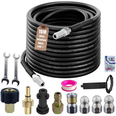 MINICLOSS Manguera Desatascador 30m 5800psi Para Hidrolimpiadora, Limpieza Tuberías Con Boquilla Giratoria MINICLOSS Manguera Desatascador 30m 5800psi Para Hidrolimpiadora, Limpieza Tuberías Con Boquilla Giratoria