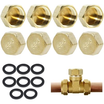 LARGEIGHT Paquete De 8 Tapones De Latón De 1/2", Tapas Hexagonales Hembra, Tapón De Cierre Hembra, Válvula De Purga De Radiador, Tapón Para Grifo De Válvula De Radiador LARGEIGHT Paquete De 8 Tapones De Latón De 1/2", Tapas Hexagonales Hembra, Tapón De Cierre Hembra, Válvula De Purga De Radiador, Tapón Para Grifo De Válvula De Radiador