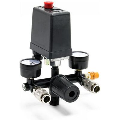 OEM Regulador De Presión De 165 X 130 X 200 Mm Con Interruptor De Presión Para Compresor Con 2 Indicadores, 2 Conexiones Y Válvula De Seguridad, Reductor De Presión OEM Regulador De Presión De 165 X 130 X 200 Mm Con Interruptor De Presión Para Compresor Con 2 Indicadores, 2 Conexiones Y Válvula De Seguridad, Reductor De Presión