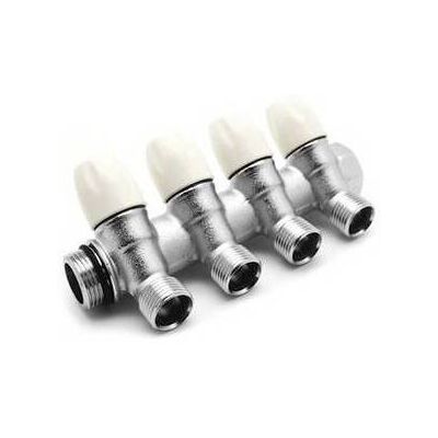 Distribuidor Tiemme con válvulas de cierre - 4 salidas, conectores 3/4 x 1/2 pulg. Distribuidor Tiemme con válvulas de cierre - 4 salidas, conectores 3/4 x 1/2 pulg.