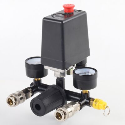 LABLANC Válvula Reguladora De Presión Con Presostato – Máx. 8 Bar – Manómetro Doble – Válvula De Seguridad Integrada Conjunto De Montaje Bama Con Presostato Automático (90–120 Psi) LABLANC Válvula Reguladora De Presión Con Presostato – Máx. 8 Bar – Manómetro Doble – Válvula De Seguridad Integrada Conjunto De Montaje Bama Con Presostato Automático (90–120 Psi)
