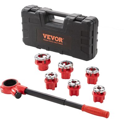 Vevor Kit Di Filettatura Dei Tubi Con Cricchetto Set Di 6 Matrici 1/4" Npt-1-1/4" Npt Teste Idrauliche Manuali Portatili In Valigetta Per Tubi, Kit Di Strumenti Per Filettare Tubi A Cricchetto Manuale Vevor Kit Di Filettatura Dei Tubi Con Cricchetto Set Di 6 Matrici 1/4" Npt-1-1/4" Npt Teste Idrauliche Manuali Portatili In Valigetta Per Tubi, Kit Di Strumenti Per Filettare Tubi A Cricchetto Manuale