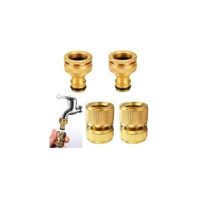 OEM Juego De 4 Conectores Rápidos Para Manguera De Jardín, De Latón, Para Grifos Y Mangueras, Con Rosca Macho De 1/2" Y 3/4" - Crezuo OEM Juego De 4 Conectores Rápidos Para Manguera De Jardín, De Latón, Para Grifos Y Mangueras, Con Rosca Macho De 1/2" Y 3/4" - Crezuo