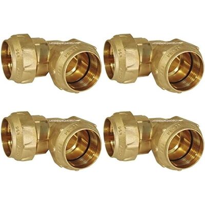 Suinga - Pack 4 Codo Latón 32mm Para Tuberia De Polietileno 32 Mm Accesorio De Laton Con Certificado Aenor Codo De Latón Fontaneria Suinga - Pack 4 Codo Latón 32mm Para Tuberia De Polietileno 32 Mm Accesorio De Laton Con Certificado Aenor Codo De Latón Fontaneria