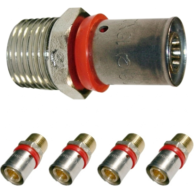 Suinga - Pack 5 Entroque Macho 3/4'' Para Tubo Multicapa 32 Mm, Uso Con Maquina Prensadora Suinga - Pack 5 Entroque Macho 3/4'' Para Tubo Multicapa 32 Mm, Uso Con Maquina Prensadora