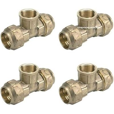 SUINGA Pack 4 Tés hembra de latón 63mm x 2" para tubería de polietileno SUINGA Pack 4 Tés hembra de latón 63mm x 2" para tubería de polietileno