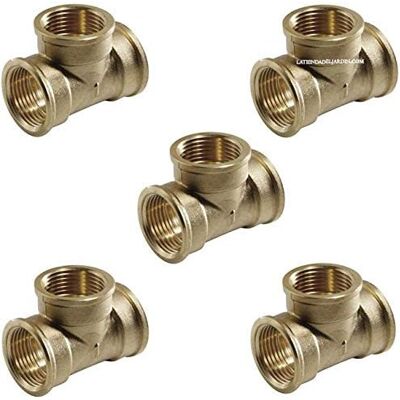 Suinga - Pack 5 Te Latón Hembra 1'' Accesorio Laton Aenor Te Rosca Hembra 1'' Unión Tubos Riego Conector Latón Tubos Suinga - Pack 5 Te Latón Hembra 1'' Accesorio Laton Aenor Te Rosca Hembra 1'' Unión Tubos Riego Conector Latón Tubos