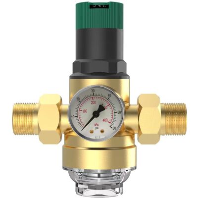 RAPANDA Reductor De Presión De Agua Dn20 De 3/4 De Pulgada Con Manómetro Y Filtro De Latón, Regulador De Presión, Válvula De Alivio De Presión, Reductor De Presión De Agua Ajustable RAPANDA Reductor De Presión De Agua Dn20 De 3/4 De Pulgada Con Manómetro Y Filtro De Latón, Regulador De Presión, Válvula De Alivio De Presión, Reductor De Presión De Agua Ajustable