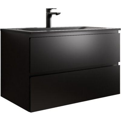 Mueble Bajo Lavabo Ava 80 Cm Con Lavabo De Fundición Mineral Bruxelles- Color A Elegir:matt Black, Negro Mate Con Orificio Para Grifo - Bernstein Mueble Bajo Lavabo Ava 80 Cm Con Lavabo De Fundición Mineral Bruxelles- Color A Elegir:matt Black, Negro Mate Con Orificio Para Grifo - Bernstein